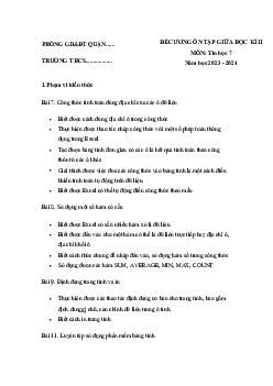 Đề cương ôn tập giữa học kì 2 môn Tin học 7 sách Cánh diều