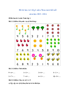 ĐỀ KIỂM TRA CUỐI HỌC KÌ 1 lớp 1 môn Toán - NĂM HỌC 2023-2024 | Đề 5 | Kết nối tri thức