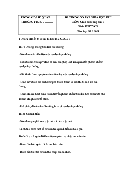 Đề cương ôn tập học kì 2 môn Giáo dục công dân 7 sách Kết nối tri thức với cuộc sống