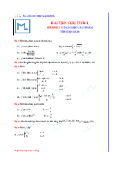 Bài tập Tìm đạo hàm - Giải tích | Trường đại học Bách Khoa, Đại học Đà Nẵng
