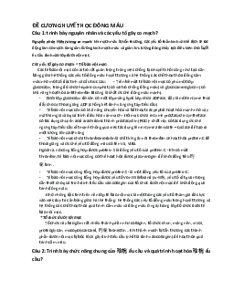 Đề cương môn huyết học đông máu có đáp án