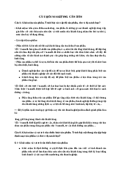 Câu hỏi ôn tập maketing căn bản