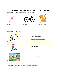 Bài tập Tiếng Anh lớp 2 Unit 2 In the backyard | Global Success