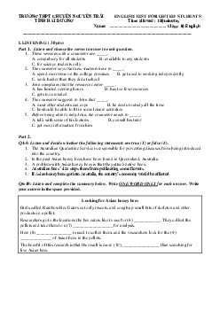 Đề thi năng khiếu lần 4 trường THPT chuyên Nguyễn Trãi tỉnh Hải Dương English Test For Gifted Students môn Tiếng Anh lớp 10 (có đáp án)