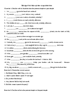Bài tập về thì hiện tại đơn và quá khứ đơn học phần Tiếng anh