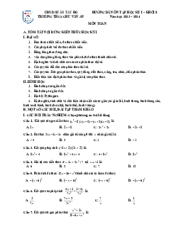 Ôn tập học kỳ 1 Toán 8 năm 2023 – 2024 trường THCS Chu Văn An – Hà Nội