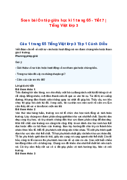 Soạn bài Ôn tập giữa học kì 1 trang 65 - Tiết 7 | Tiếng Việt lớp 3 Cánh diều