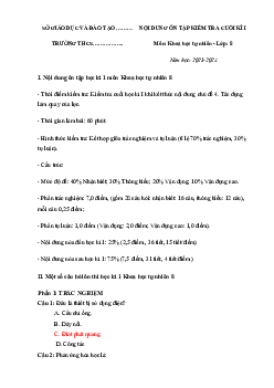 Đề cương ôn tập học kì 1 môn Khoa học tự nhiên 8 sách Cánh diều