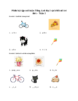 Phiếu bài tập cuối tuần Tiếng Anh 2 Global Success - Tuần 2