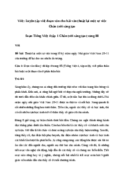 Soạn bài Viết: Luyện tập viết đoạn văn cho bài văn thuật lại một sự việc - Tiếng Việt 4 Chân trời sáng tạo