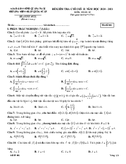 Đề thi cuối kỳ 2 Toán 12 năm 2020 – 2021 trường Trần Quốc Tuấn – Quảng Ngãi