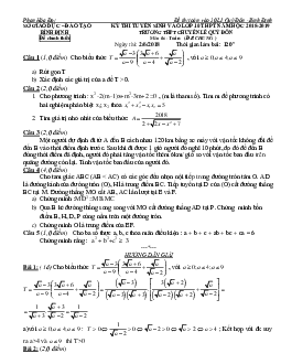 Đề tuyển sinh lớp 10 năm 2018 – 2019 môn Toán chuyên Lê Quý Đôn – Bình Định