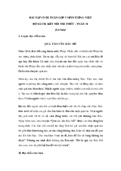 Phiếu bài tập cuối tuần môn tiếng Việt lớp 3 Tuần 31 |  Kết nối tri thức