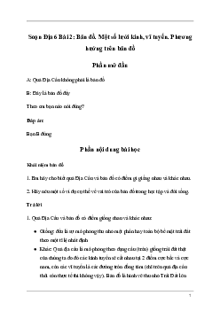 Giải Địa lí 6 Bài 2: Bản đồ. Một số lưới kinh, vĩ tuyến. Phương hướng trên bản đồ | Kết nối tri thức