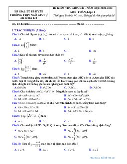Đề thi giữa kì 2 Toán 11 năm 2021 – 2022 trường THPT Ngô Gia Tự – Phú Yên