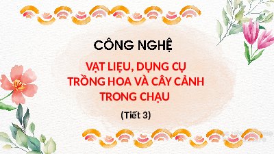 Giáo án điện tử Công nghệ 4 Bài 2 Tiết 3 Chân trời sáng tạo: Vật liệu, dụng cụ trồng hoa và cây cảnh trong chậu
