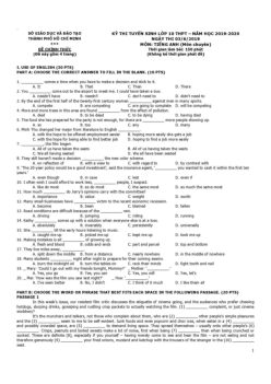 Đề thi vào 10 Chuyên Tiếng Anh TP Hồ Chí Minh năm 2019-2020