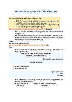Giải SGK Tiếng Việt 5 trang 39 Bài 7: Viết báo cáo công việc - Kết nối tri thức (Tập 1)