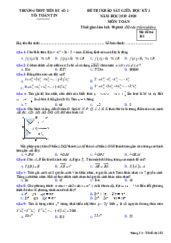 Đề khảo sát giữa kỳ 1 Toán 11 năm 2019 – 2020 trường Tiên Du 1 – Bắc Ninh