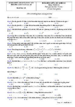 Đề thi giữa học kỳ 1 Toán 11 năm 2019 – 2020 trường Thuận Thành 3 – Bắc Ninh