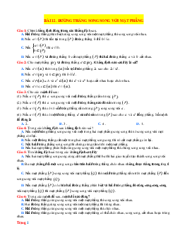 Câu hỏi trắc nghiệm Toán 11 Bài12: Đường thẳng song song với mặt phẳng (mức thông hiểu)