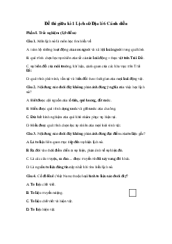 Đề thi Lịch sử Địa lý lớp 6 giữa học kì 1 Cánh Diều năm 2023 - 2024 - Đề 2