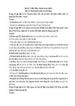 Giải bài tập SGK Địa Lý lớp 12 Bài 11: Thiên nhiên phân hóa đa dạng
