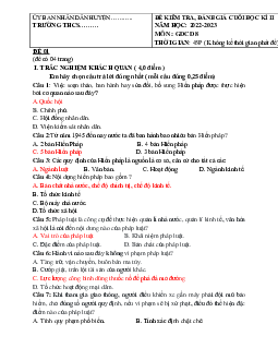 Đề thi học kì 2 môn Giáo dục công dân lớp 8 năm 2022 - 2023 - Đề 10