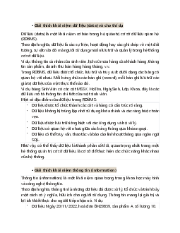 Câu hỏi lý thuyết ôn tập môn Cơ sở dữ liệu có lời giải | Đại học Sư phạm Kỹ thuật Thành phố Hồ Chí Minh