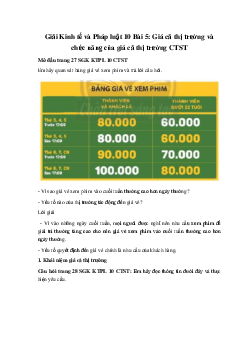 Giải Kinh tế và Pháp luật 10 Bài 5: Giá cả thị trường và chức năng của giá cả thị trường CTST