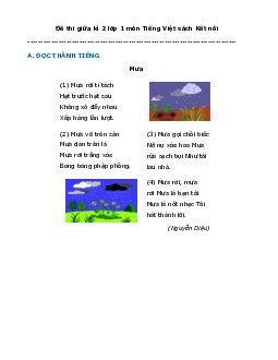 Đề thi giữa học kì 2 lớp 1 năm 2023 - 2024 | Tiếng việt 1 | Kết nối tri thức với cuộc sống | đề 2