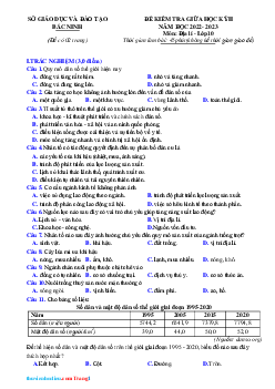 Đề Kiểm Tra Giữa Học Kỳ 2 Địa Lí 10 Sở GD Bắc Ninh 2022-2023 (có đáp án)