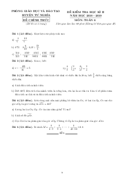 Đề thi HK2 Toán 6 năm 2018 – 2019 phòng GD&ĐT Tư Nghĩa – Quảng Ngãi