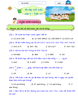Giải Bài tập cuối tuần lớp 4 môn Toán Chân trời sáng tạo - Tuần 18