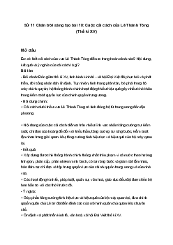 Sử 11 Chân trời sáng tạo bài 10: Cuộc cải cách của Lê Thánh Tông (Thế kỉ XV)