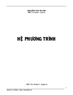 Một số phương pháp giải hệ phương trình – Nguyễn Văn Thiêm