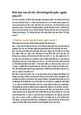 Phải làm sao khi tôi vẫn không thể quên người yêu cũ?