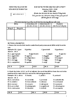 Đề thi thử tuyển sinh lớp 10 THPT tỉnh Thái Nguyên năm học 2019-2020 môn Tiếng Anh (chuyên) (có đáp án)