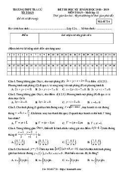 Đề thi HK2 Toán 12 năm 2018 – 2019 trường THPT Trà Cú – Trà Vinh