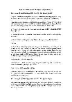 Giải SBT Sinh học 12: Bài tập có lời giải trang 72