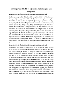Viết đoạn văn 200 chữ về một phẩm chất của người anh hùng sử thi Ngữ Văn 10 sách Chân Trời Sáng Tạo