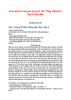 Soạn bài Góc sáng tạo trang 57, 58 | Tiếng Việt Lớp 3 Tập 2 Cánh diều