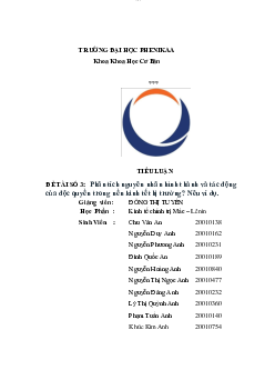 Tiểu luận: Phân tích nguyên nhân hình thành và tác động của độc quyền trong nền kinh tế thị trường