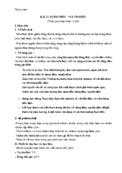 Giáo án Khoa học tự nhiên 8 Bài 21: Dòng điện, nguồn điện | Kết nối tri thức