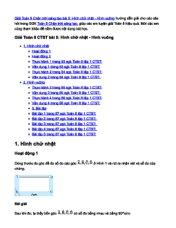 Toán 8 Chân trời sáng tạo bài 5: Hình chữ nhật - Hình vuông
