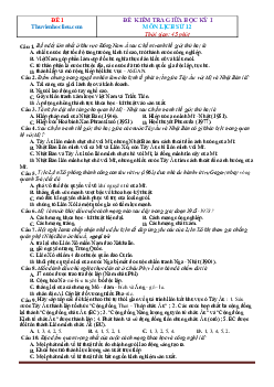 Bộ đề kiểm tra giữa học kỳ 1 Lịch Sử 12 năm 2022-2023 (có đáp án)