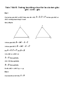 Giải Toán 7 Bài 6: Trường hợp bằng nhau thứ ba của tam giác: góc - cạnh - góc | Cánh diều