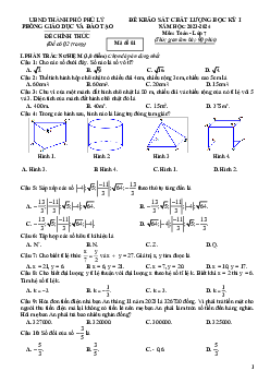 Đề học kỳ 1 Toán 7 năm 2023 – 2024 phòng GD&ĐT Phủ Lý – Hà Nam