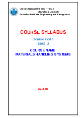 Giáo trình học phần Materials Handling Systems | Trường Đại học Quốc tế, Đại học Quốc gia Thành phố Hồ Chí Minh