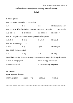Bài tập cuối tuần Toán lớp 4 Kết nối tri thức - Tuần 8 (Nâng cao)